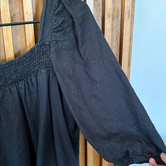 DISSH 100% Linen Smocked Square Neck Knee length Dress. Size 16 - Picture 8 of 10